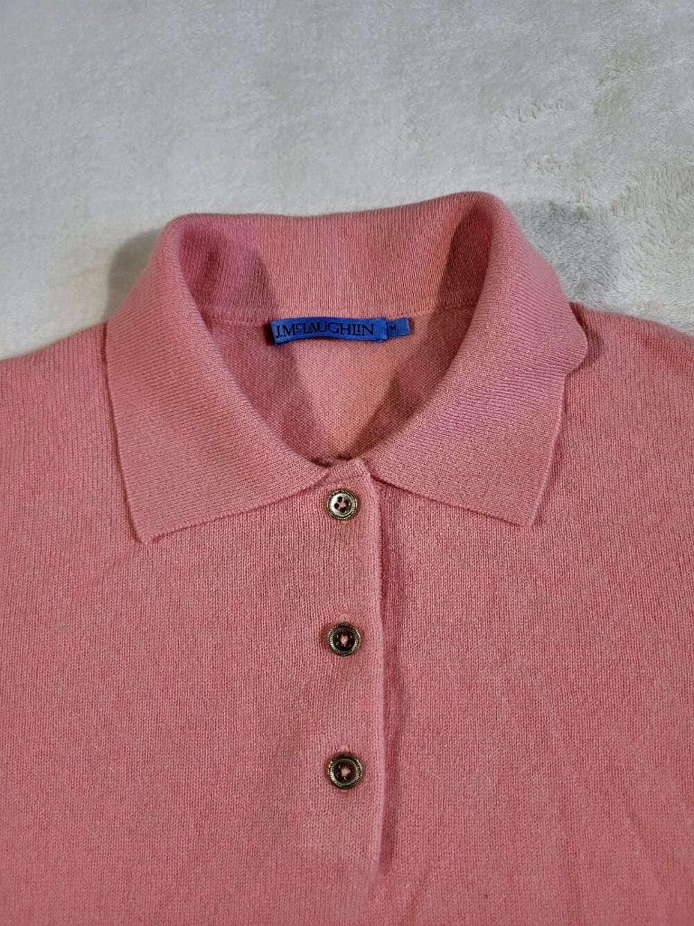 J.McLaughlin Cam Cashmere Polo Sweater Pink - Medium - Picture 6 of 10